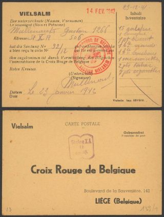 Belgium Wwii 1942 - Pow Postcard Stalag X A Vielsalm To Liege - Censor D17