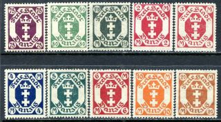 Danzig Postage Stamps Scott 81 - 82,  84 - 5,  87 - 90,  & 92 - 3,  Partial Set Da13