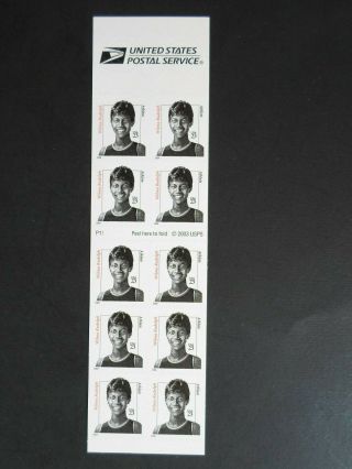 Wilma Rudolph - Cat 3436c Ten 23 Cent Never Folded Booklet Mnh Plt P11