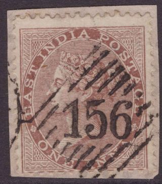 India Abroad Burma Qv 1865 Sg58 1a Pale Brown On/piece Pm 156 Vfu