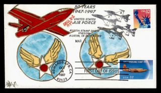 Dr Who 1997 Fdc First Supersonic Flight Aniv Hand Colored Bob Art Cachet E66857