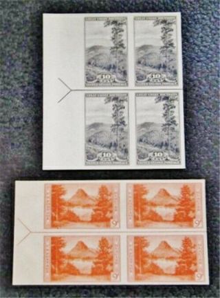 Nystamps Us Block Stamp 764 // 765 Mh Margin Block Of 4 Arrow & Guideline $32