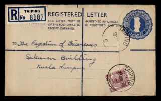 Dr Who 1956 Malaya Taiping Registered Letter C129722