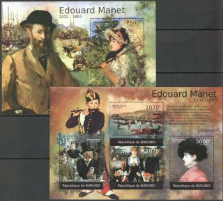 R1397 2012 Burundi Art Famous Paintings Edouard Manet Bl,  Kb Mnh Stamps
