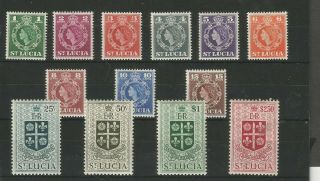 St Lucia 1953 Q E Ii Fresh Lightly Mounted Set To $2.  40