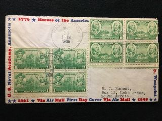1936 Washington D.  C.  Air - Mail First Day Cover With (8) Scotts 785 Stamps
