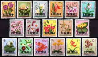 Belgisch Congo Belge - Katanga N° 23/39 Mh Flowers Overprinted Katanga C95.  00eu