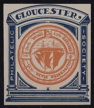 1935 Gloucester Philatelic Society Error Inverted Center Cinderella Stamp Imperf