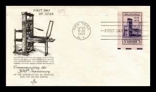 Dr Jim Stamps Us 300th Anniversary Printing Press In America Fdc Cover Scott 857