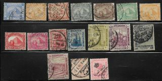 Egypt,  Lot 1,  17 Different,  Btwn 37 & 82,  Issued 1884 - 1922,  Cv = $15.  10