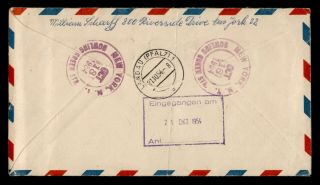 DR WHO 1954 NY REGISTERED PREXIE UPRATED AIRMAIL STATIONERY TO GERMANY e42470 2