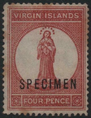 Br.  Virgin Islands: 1887 - 89 Sg 35s 4d Chestnut No Gum Spec Ovpt (26103)