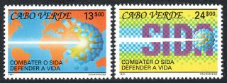 Cape Verde 592 - 593,  Mnh.  Fight Against Aids,  1991