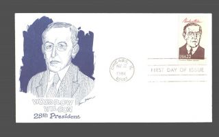 Us Fdc 22 May 1986 Cachet President Woodrow Wilson Chicago Il