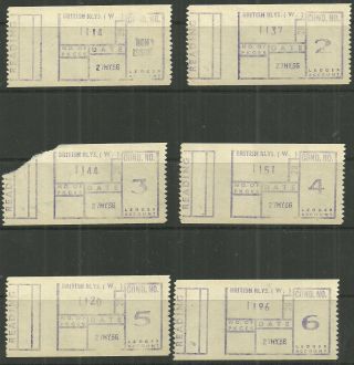 Selection/lot 6 Different British Railways Ticket/labels Reading 1956 Non Issue