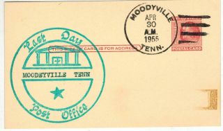 Moodyville Tennessee 1955 Discontinued Post Office Dpo Cachet,  Cancel