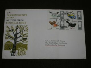 1966 Gb Stamps British Birds Phosphor First Day Cover With London Wc Cancel Fdc
