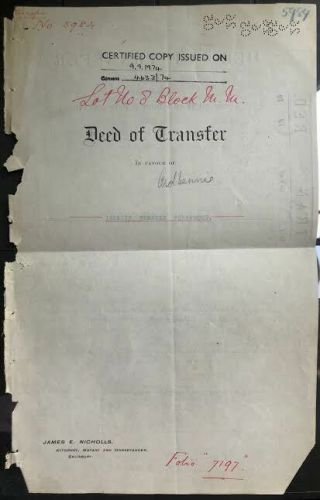 Bsac Arms 1905 On Deed Of Transfer 3/ - & £1 Perfined Revenues