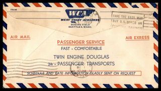 Mayfairstamps FIRST FLIGHT 1947 PORT ANGELES FIRST FLIGHT WEST COAST AIRLINES TO 2