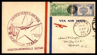 Mayfairstamps First Flight 1939 Houston First Flight Am 42 To Brownsvill Cover W