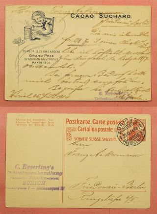Dr Who 1914 Switzerland Paris Expo Postal Card Zurich To Germany 118213