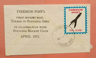 1971 Fireside Local Post First Rocket Mail Toledo To Sylvania Ohio