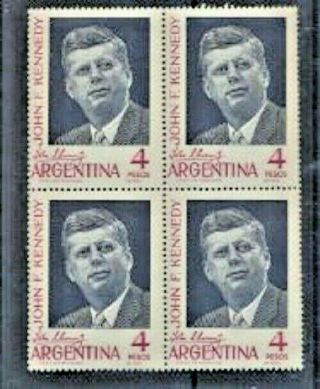 John F Kennedy President Of United States Argentina 760 Nh Cplt Block Of 4