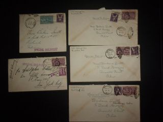 5 Us Sc E15 E17 Special Delivery Stamp Covers 1940s Id 899