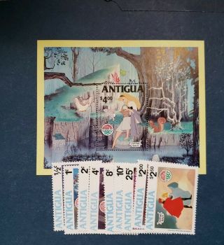 Antigua Stamps,  Scott 592 - 601 Complete Set Mnh,  Disney Stamps