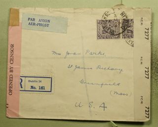 Dr Who 1944 Ireland Dublin To Usa Dual Censored Air Mail C120601