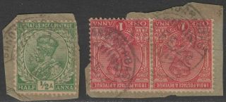 India Bandar Abbas Kgv ½a,  1a Pair With Bandar - Abas Postmarks