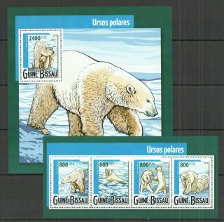 St975 2015 Guinea - Bissau Animals Fauna Wild Polar Bears Kb,  Bl Mnh Stamps