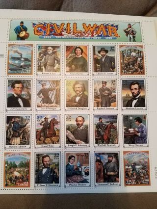 Collectible Stamps 1995 Complete Set Of 20 Civil War Kenmore Stamp Co