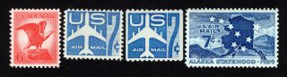Usa 1958 - 59 Group Of 4 Stamps Air Mail Mnh