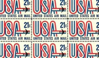 Us C81 Full Sheet 1971 Airmail Usa And Jet (50) @.  21 Fv=$10.  50