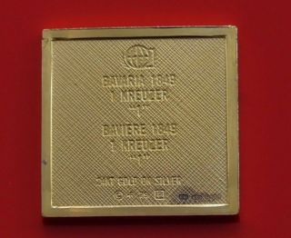 Modern Gold plated 8.  1g Silver Stamp Ingot Bayern German Germany 1 Kreuzer 3