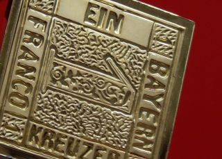 Modern Gold plated 8.  1g Silver Stamp Ingot Bayern German Germany 1 Kreuzer 5