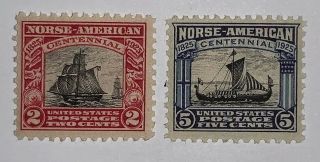 Travelstamps: 1925 US Stamps Scott s 620 & 621,  Norse - American,  og,  MNH 3