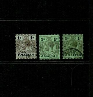 3 Maltese George V One Shilling Issues With Shades
