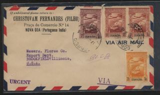 Portugal India Airmail Stamps On Cover To Us Kl1022