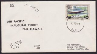 Fiji 1983 Air Pacific First Flight Cover To Hawaii. . . .  5890