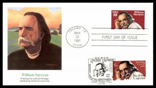 Mayfairstamps William Saroyan In Front Of Landscape 1991 Fleetwood Cover Wwb_127