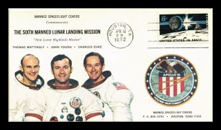 Dr Jim Stamps Us Lunar Landing Apollo 16 Space Event Cover Houston