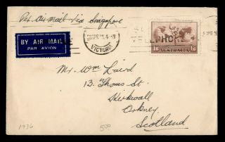 Dr Who 1936 Australia Victoria Slogan Cancel Airmail To Scotland E71993