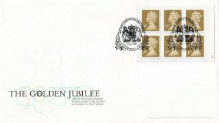 (35460) Gb Fdc Golden Jubilee Booklet Pane Canterbury 2002