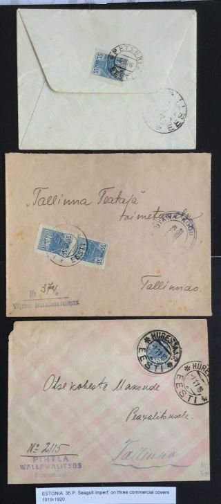 Estonia 1919 - 20.  3 Domestic Commercial Covers.