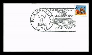 Dr Jim Stamps Us Blairsville Canal Pennsylvania Pictorial Cancel Cover 1988