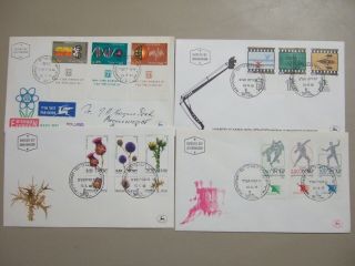 Four Israel Thematic Fdc With Tab Sets:sport,  Flower,  Science,  Movie