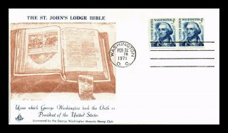 Dr Jim Stamps Us St Johns Lodge Bible George Washington Masonic Cover 1971
