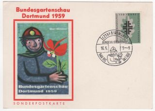 1959 Germany Event Cover Dortmund Federal Garden Show Postcard Sg1210